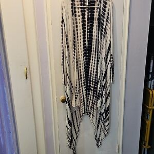 Black and White Tie-Dye Cardigan Hoodie